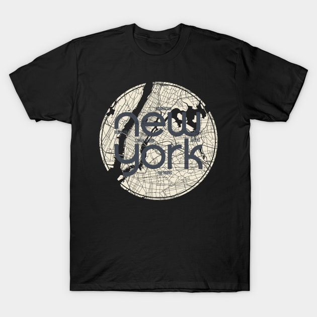 New york New york city Nyc with textured lettering city map- brooklyn,staten island,manhattan,queens,bronx T-Shirt by Frispa